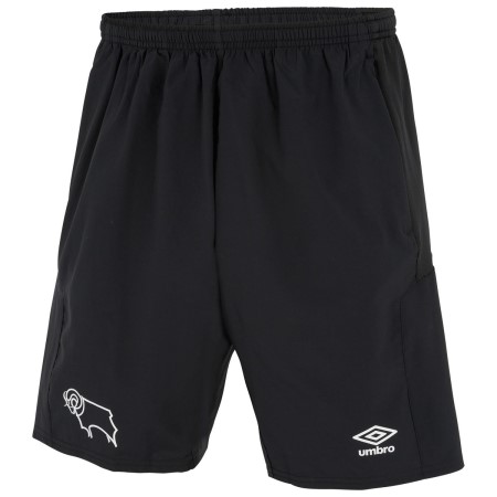 Black Umbro Football Derby County 22/23 Long Woven Short Junior Football Shorts | CA-52531