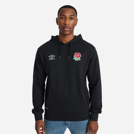 Black Umbro Teamwear - Umbro England Rugby Football Classic Quilted Hoodie Hoodies | CA-58717