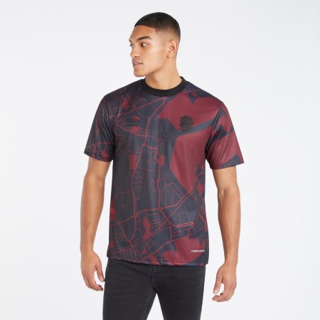 Black Umbro Teamwear - Umbro England Rugby Football Navigation Print Crew Tee T Shirts | CA-05892