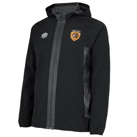 Black Umbro Teamwear - Umbro Hull City Football 22/23 Shower Jacket Football Jackets | CA-22589