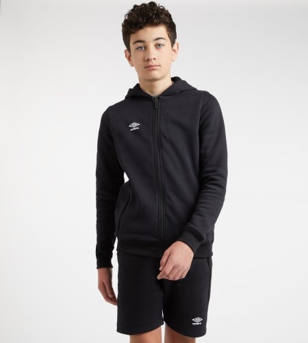 Black / White Kids' Umbro Club Leisure ZT Hoodie Junior Hoodies | CA-51836