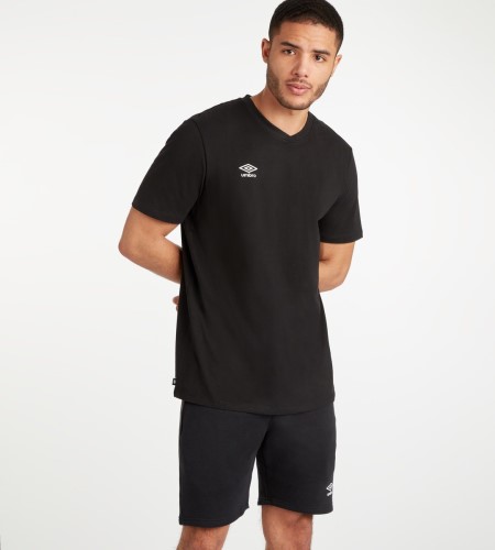 Black / White Men's Umbro Club Leisure Crew Tee T Shirts | CA-27113