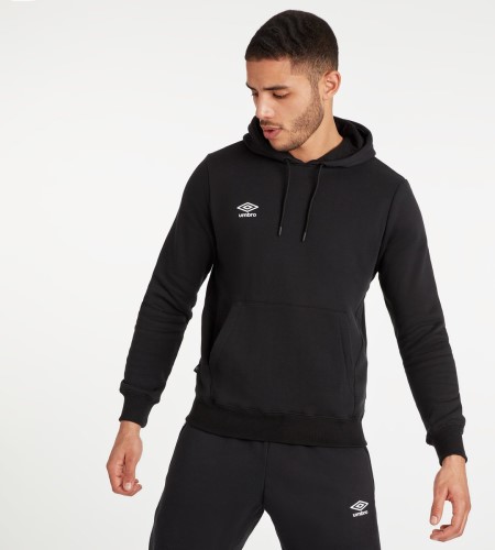 Black / White Men's Umbro Club Leisure Hoody Hoodies | CA-30300