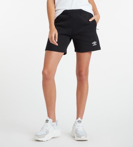 Black / White Women's Umbro Club Leisure Jog Short Shorts | CA-91592