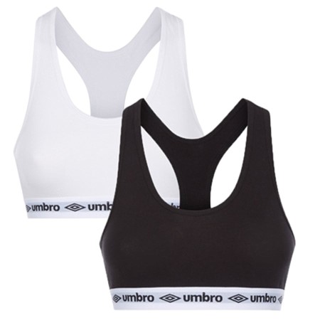 Black / White Women's Umbro Core Bra 2-pack Underwear | CA-95774