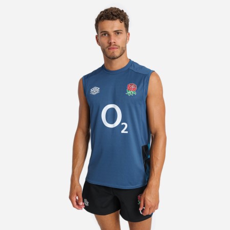 Blue / Black Umbro Teamwear - Umbro England Rugby Football 22/23 Sleeveless Tee Vests | CA-41095