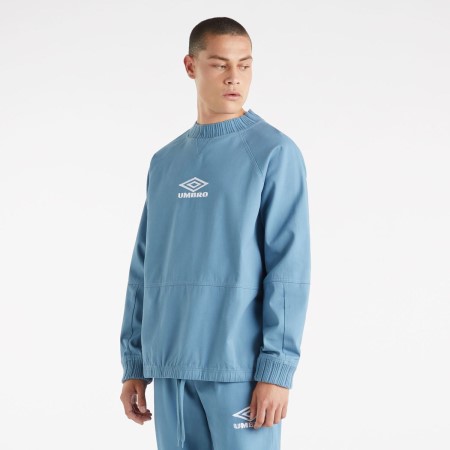 Blue / Blue Men's Umbro Drill Sweat Top Long Sleeve Tops | CA-61569