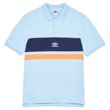 Blue / Navy / Orange Men's Umbro Stripe Polo Polos | CA-92597