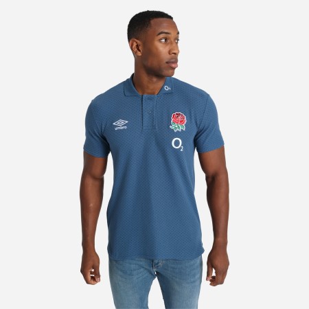 Blue Umbro Teamwear - Umbro England Rugby Football 22/23 CVC Polo Polos | CA-92286