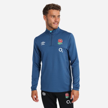 Blue Umbro Teamwear - Umbro England Rugby Football 22/23 Mid Layer Top Long Sleeve Tops | CA-36511