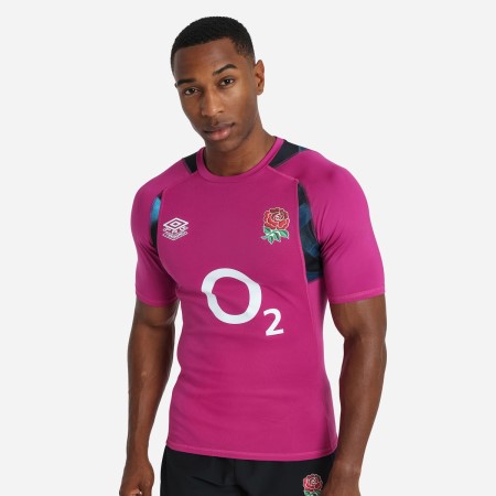 Burgundy / Blue / Black Umbro Teamwear - Umbro England Rugby Football 22/23 Training Jersey Jersey | CA-97878