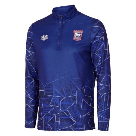 Deep Blue / White Umbro Football Ipswich Town 22/23 Warm Up Half Zip Top Junior Tops | CA-45873