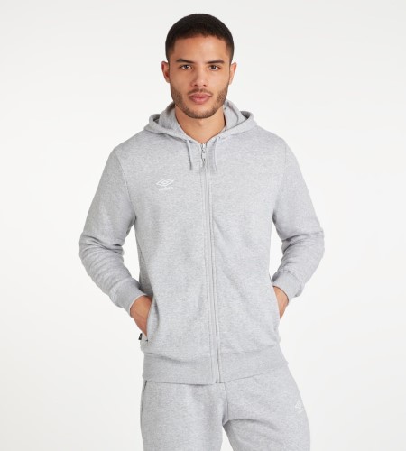 Grey / White Men's Umbro Club Leisure ZT Hoodie Hoodies | CA-42753