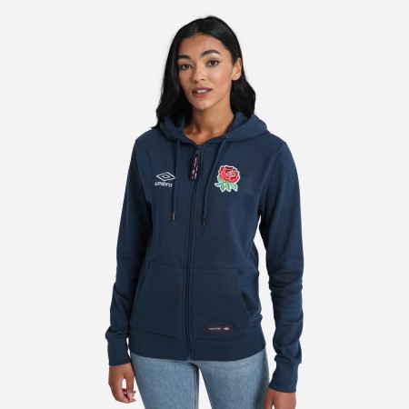 Navy Umbro Teamwear - Umbro England Rugby Football Classic Zip Hoodie Hoodies | CA-65607