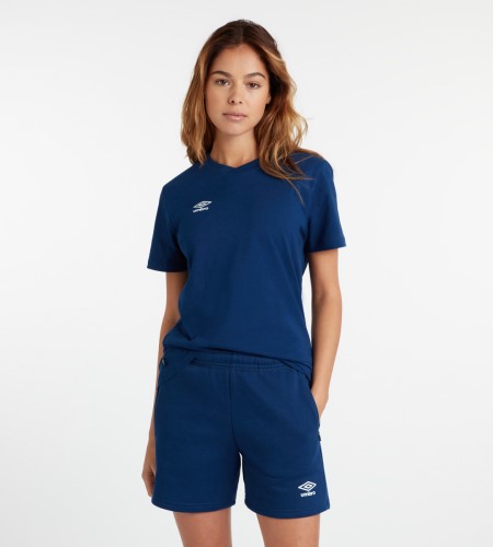 Navy / White Women's Umbro Club Leisure Crew Tee T Shirts | CA-18246