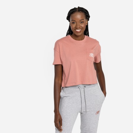 Rose / White Women's Umbro Diamond Crop Tee Crop Tops | CA-15669