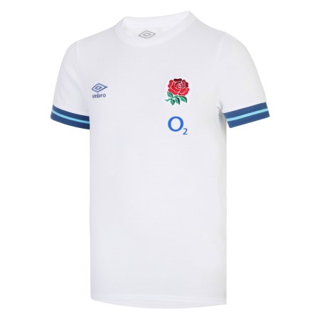 White / Blue Umbro Teamwear - Umbro England Rugby Football 22/23 Presentation Tee Junior T Shirts | CA-37749