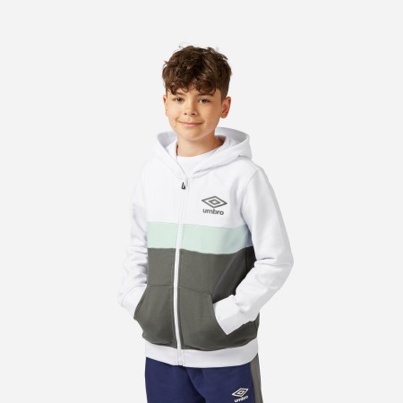 White / Green Kids' Umbro Zip Through Hoodie Hoodies | CA-40208