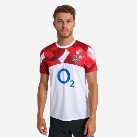 White / Red Umbro Teamwear - Umbro England Rugby Football 22/23 Warm Up Jersey Jersey | CA-28729