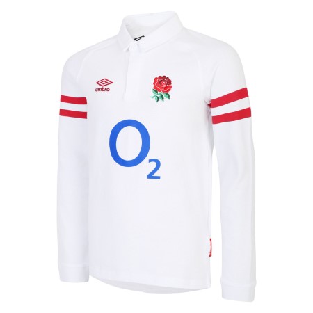 White / Red Umbro Teamwear - Umbro England Rugby Football 22/23 Home Classic Jersey LS Junior Jersey | CA-67783