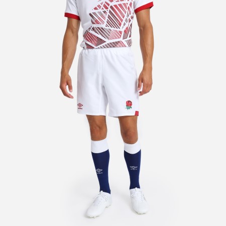 White / Red Umbro Teamwear - Umbro England Rugby Football 22/23 7S Home Replica Short Shorts | CA-80407