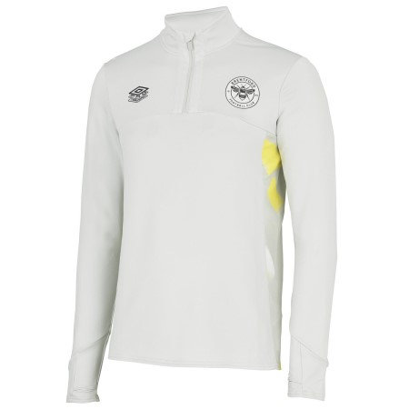 White / Yellow Umbro Football Brentford 22/23 Quarter Zip Top Junior Football Tops | CA-48061